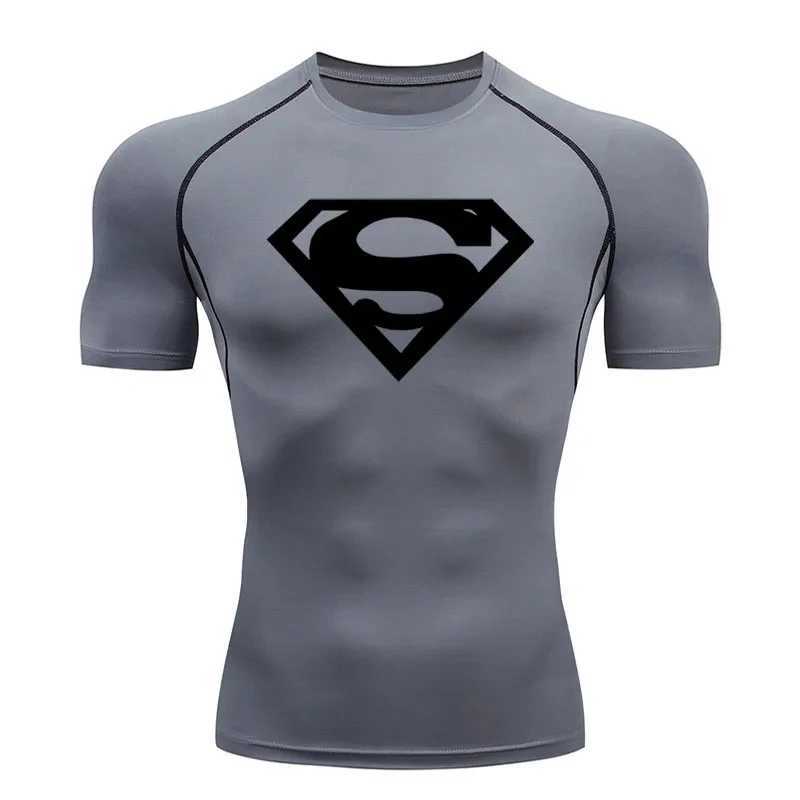 Mens running T-shirt compression sports shirt ultra-thin fast drying breathable jogging sports short sleeved summer casual top W250425