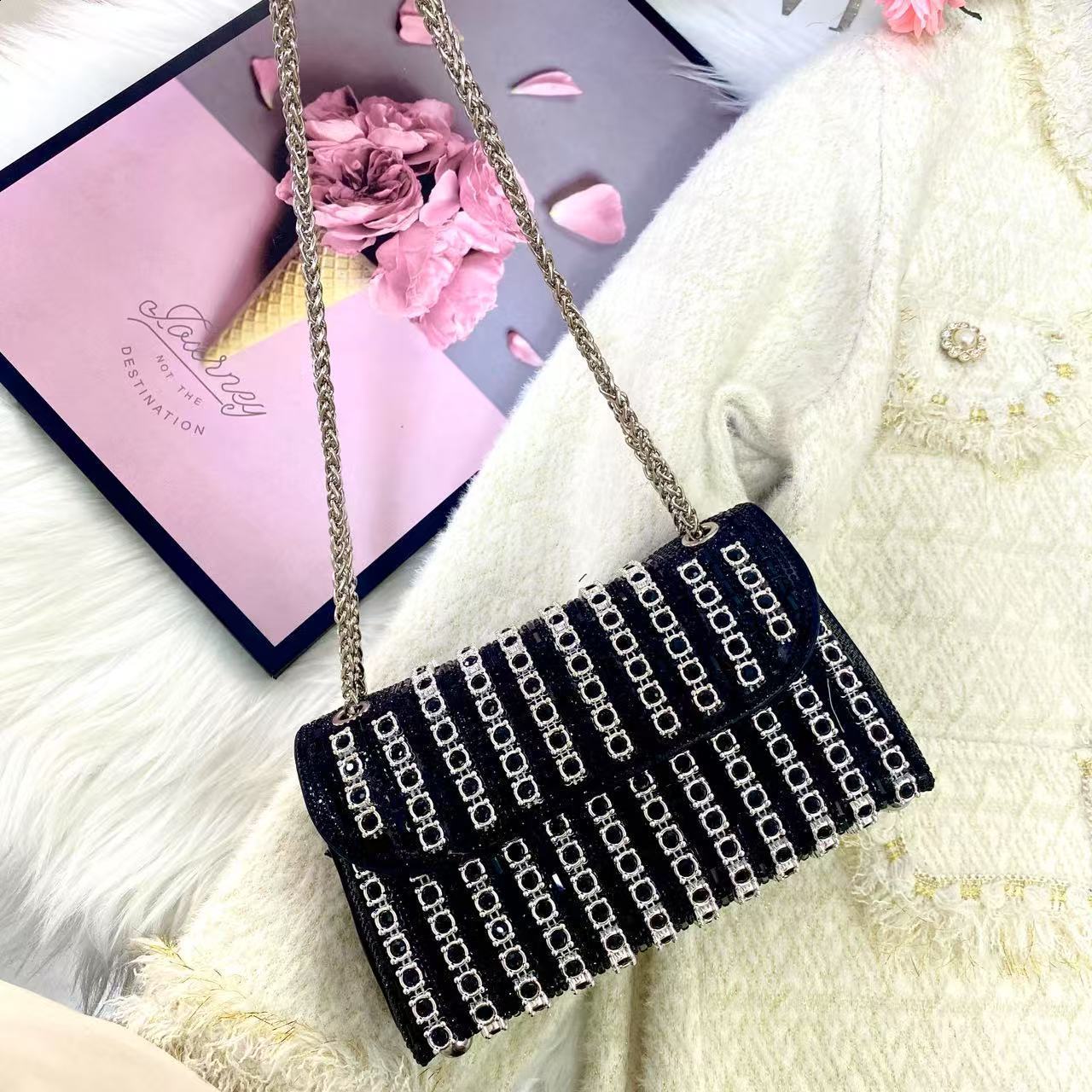 Fashion Rhinestone Halfmoon Women Handbags Diamonds Knoteed Handle Female Bag Evening Party Purses 241231