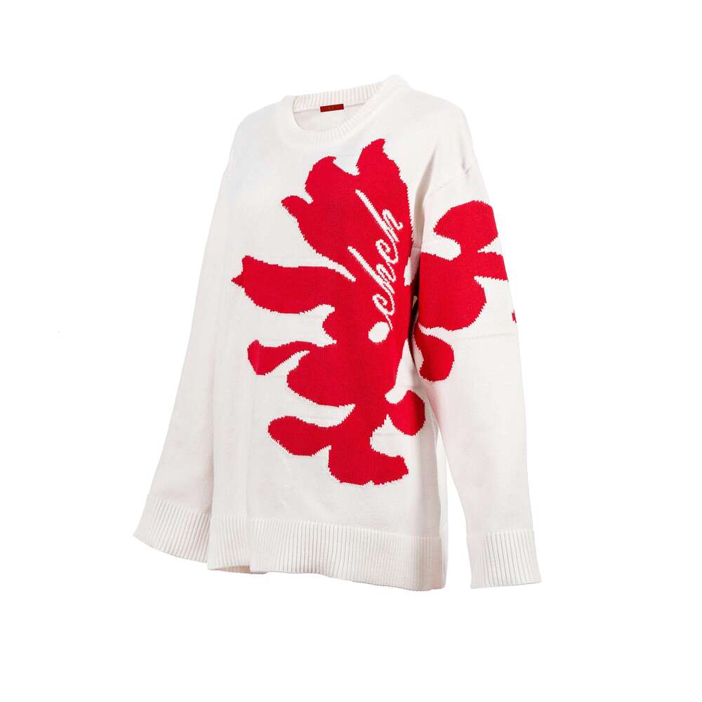 CHCH Round Neck Pullover Letters Embroidery Sweater For Women Autumn Spring 2024 Casual Loose Knitted Tops Streetwear