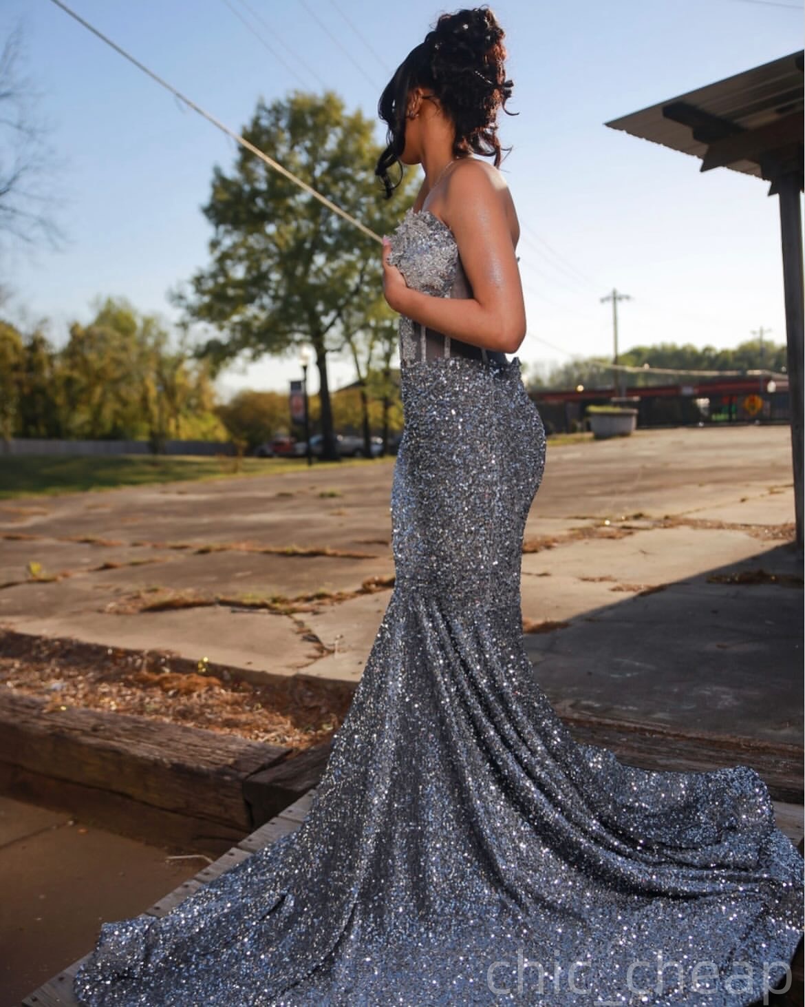 Silver Mermaid Plus Size Prom Dresses 2025 Sequined Crystals Simple Evening Formal Party Second Birthday Engagement Gowns Dress For Special Occasions