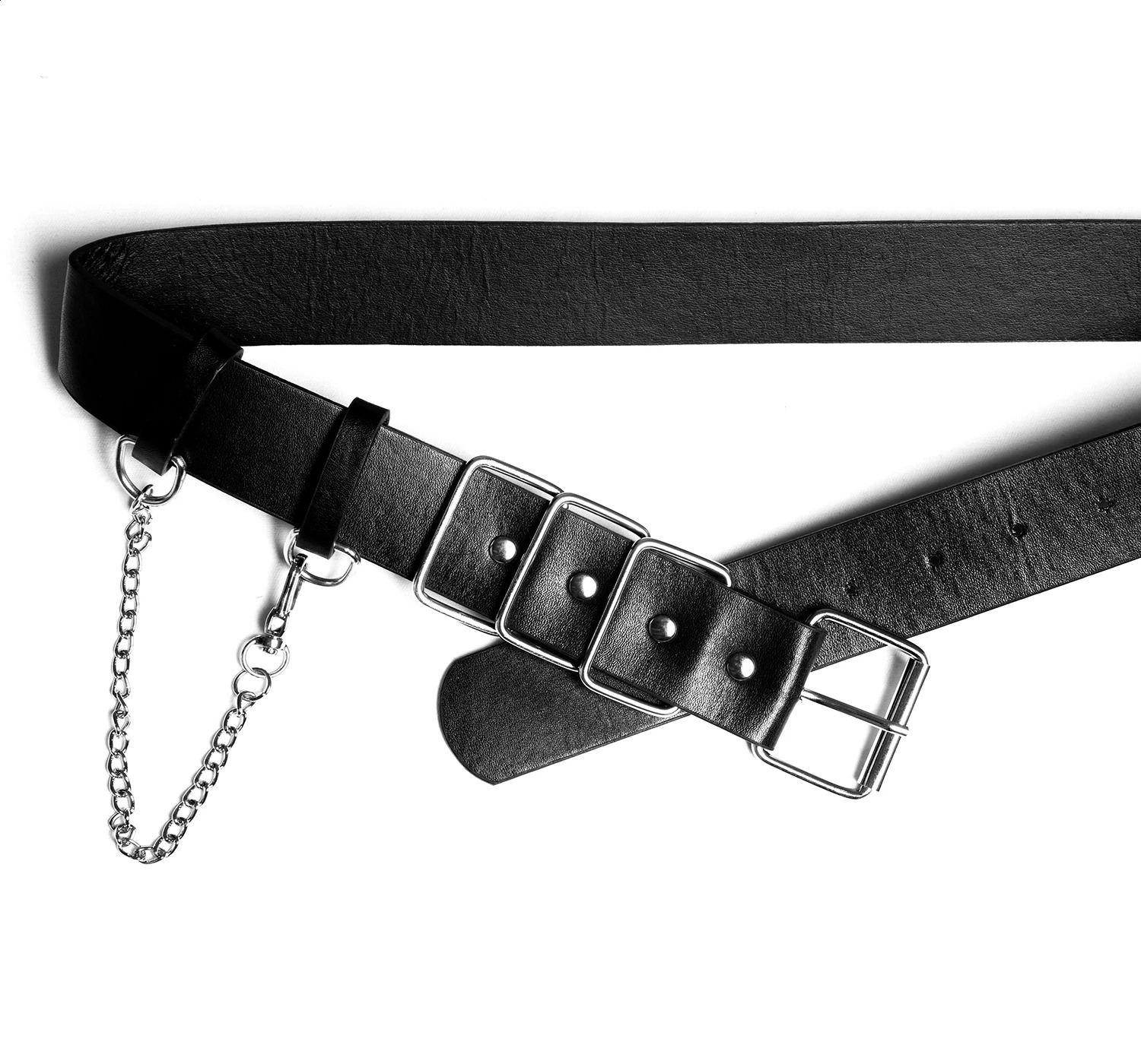 Techwear style hip-hop punk rock adjustable Pu leather shoulder strap womens multifunctional leather waist chain Y2k belt 250423