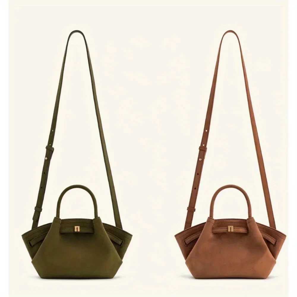 Niche Design Internet Celebrity AKI Also Matte suede Portable Shoulder Messenger Wrap Leather Buckle Small Bag New W250425