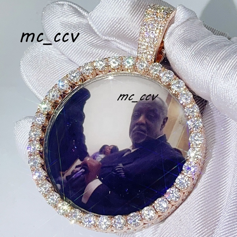 Pass Diamond Tester 2.5 Width Moissanite Diamond Iced Out Rose Gold Iced Out Custom Picture Pendant