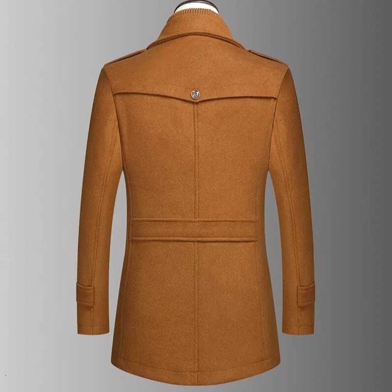 Mens Double Collar Wool Coat Fashion Handsome Autumn Winter Business Style High Quality Middle-aged Mens Fashion Woolen CoatT251125