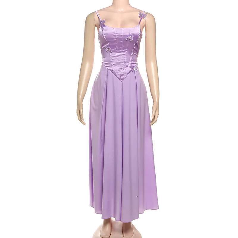 Dongdumaoyi Townlike Maxi Long Dress Pleated A Line Women Spring Summer Butterfly Backless Nightclub Sexy Party Dresses