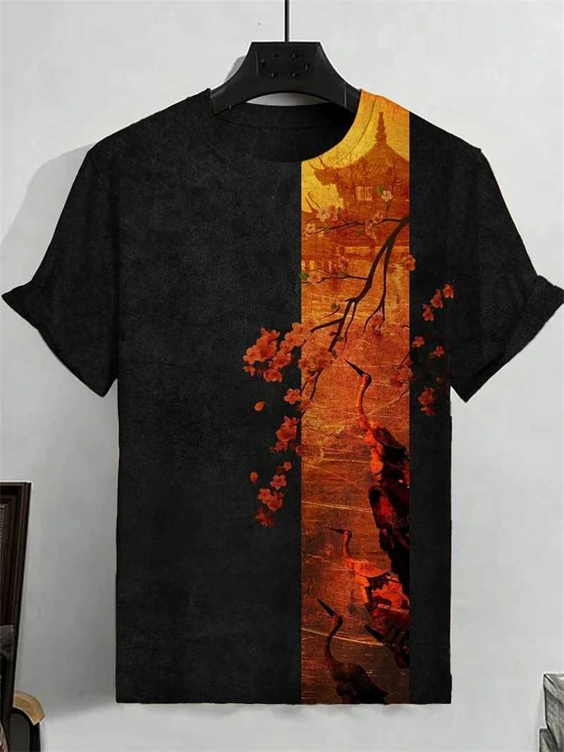 Japanese ukiyo-e mens graphic T-shirt fashion trend short sleeved 3D printed summer T-shirt cool streetwear Harajuku T-shirt W250425