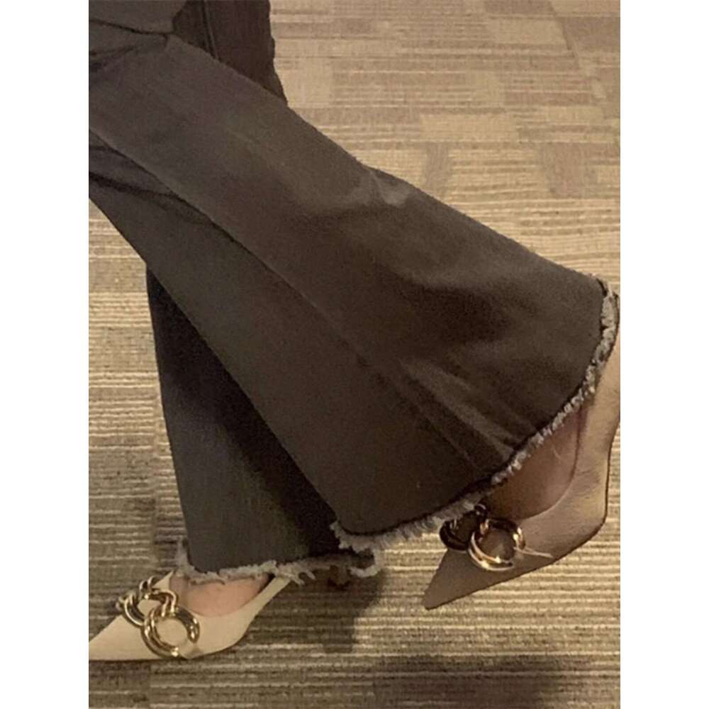 Thin heeled 2024 Spring and Autumn new pointed single shallow mouth versatile women's shoes chain sexy high heels