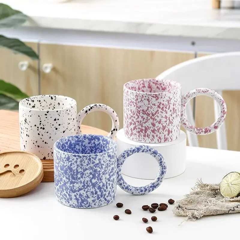 340ML Big Ears Ceramic Mug Splash Ink Mug Milk Coffee Cups Ceramic Couples Coffee Cup Tea Beer Cup Breakfast Cup Holiday Gifts Y251125