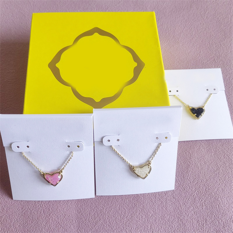 Kendrascort ari heart necklaces designer pendant necklace chain womens necklace designer jewelry crystal colorful plated gold necklace birthday gifts ho223 b