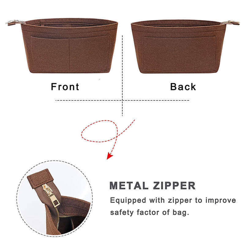 Felt middle makeup 2mm inner support bag, anti dirt anti-theft zipper lining, storage and organizing bag