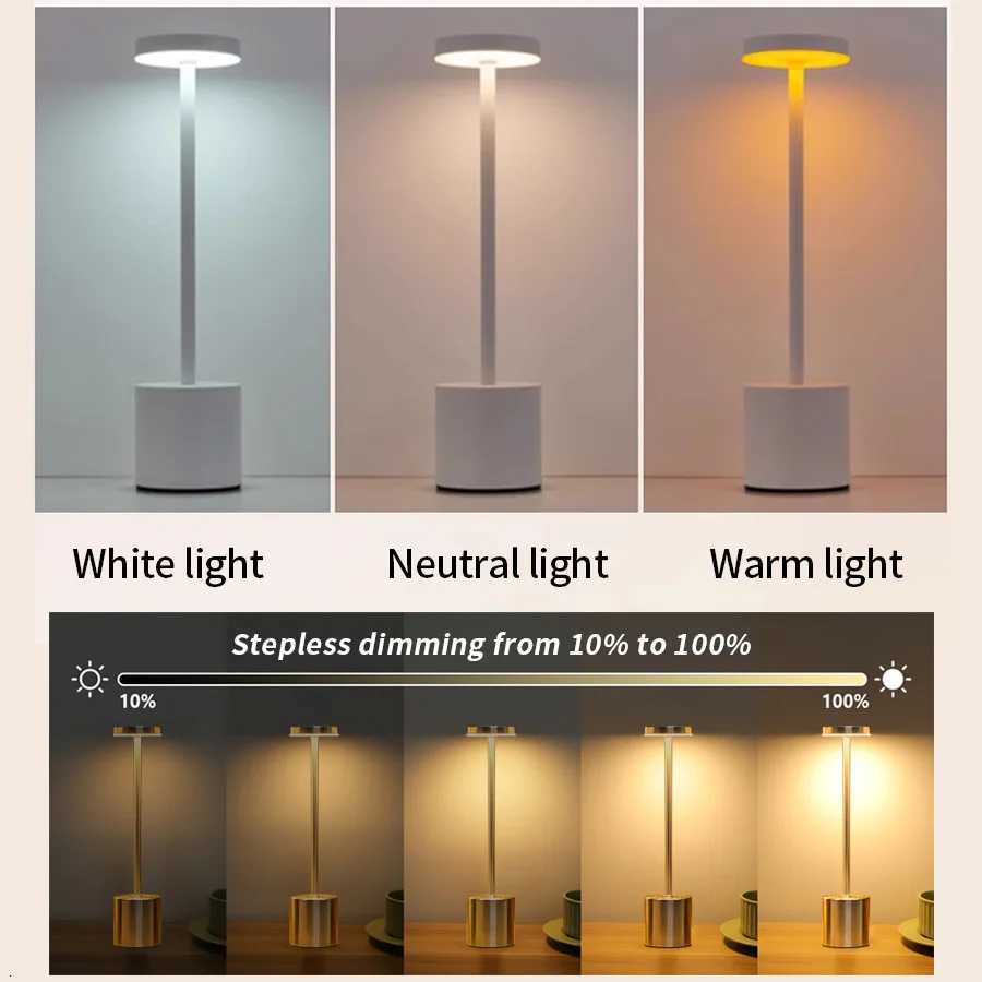 Classic Touch Sensor LED Table Lamp USB Rechargeable Desk Lamp 3 Colors Dimming Modern Bedside Decor Night Light Mood LightingM251125