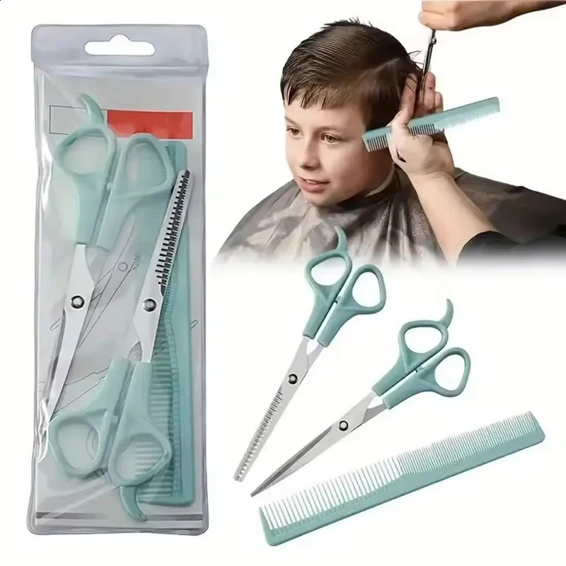 3PCS/Set Hair Cutting with Specialized Bangs Hair Scissors For Thinning Teeth Flat Cutting Tools Stainless Steel Hair Scissors 250424