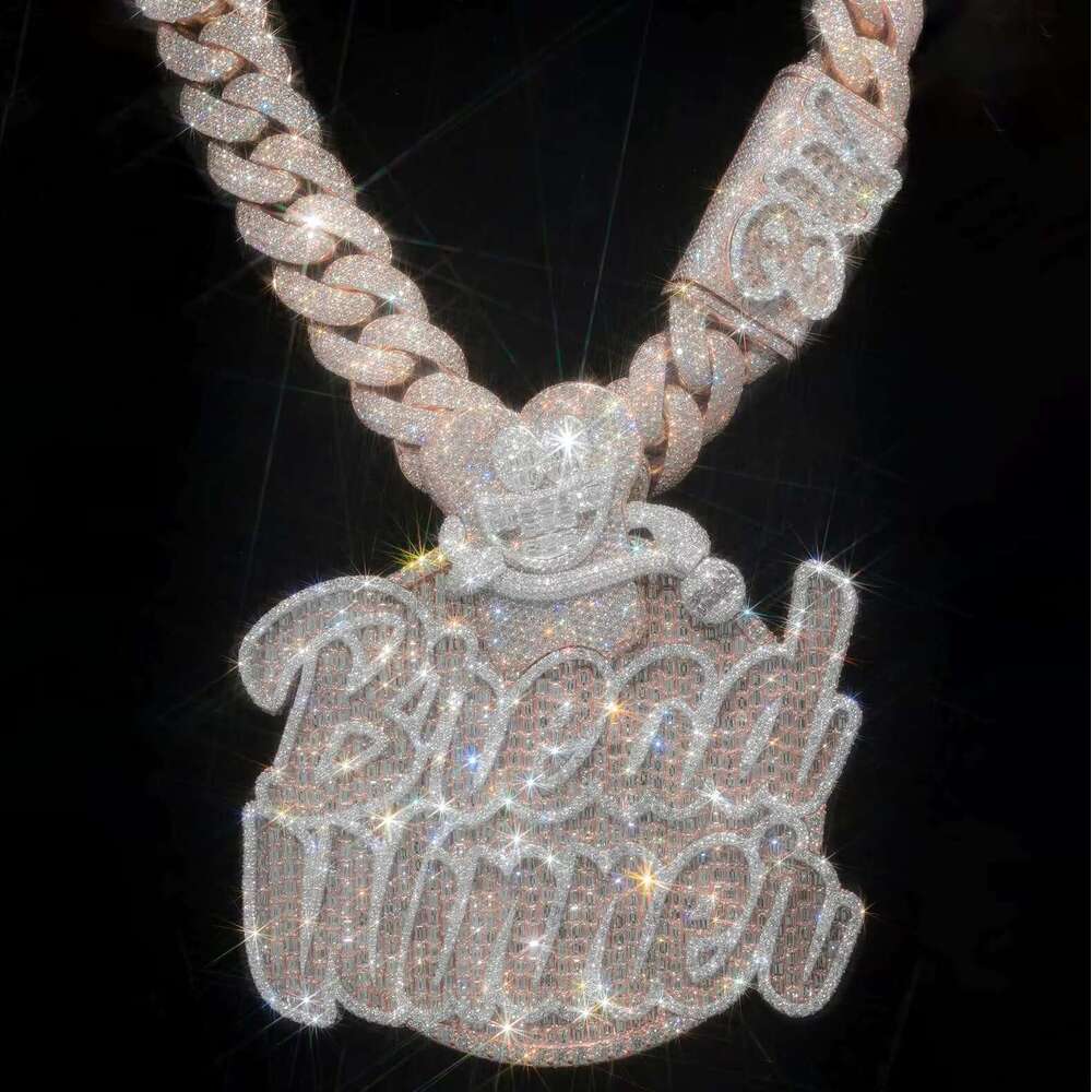 Pass Test Chain Iced Vvs Moissanite Sier Gold Hip Hop Alphabet Boutique Jewelry Necklace Name Pendant Male