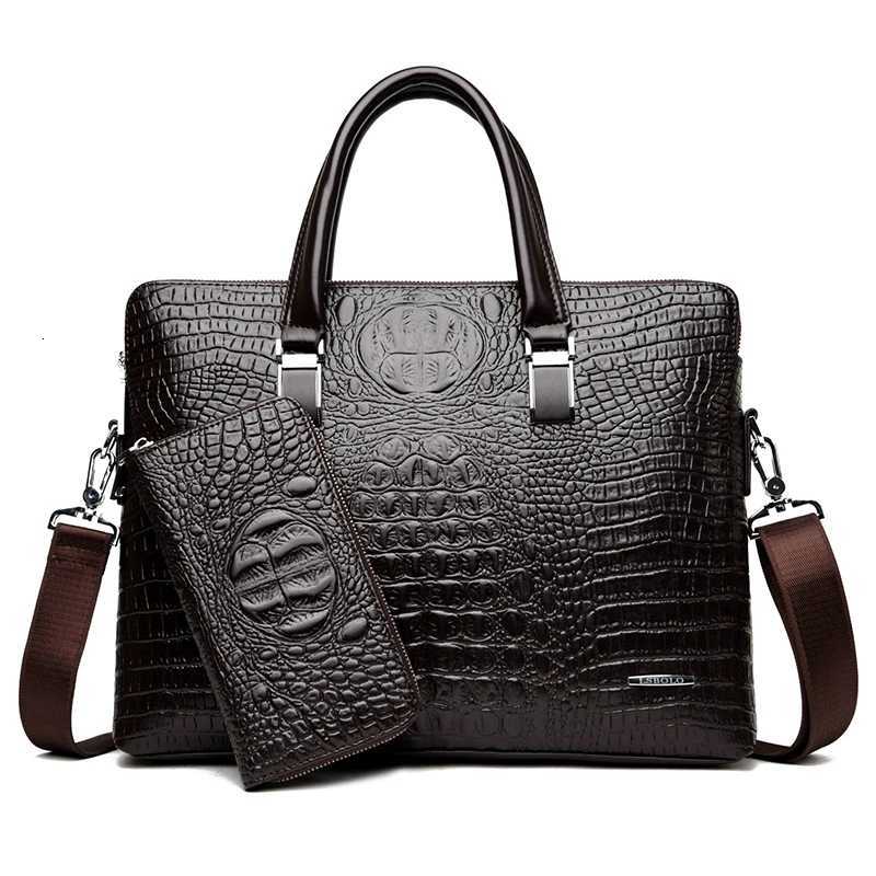 Alligator Briefcase Bag for Man PU Leather Crocodile Tote Handbag Laptop 14 Male Shoulder Business Messenger Crossbody Side BagT251125