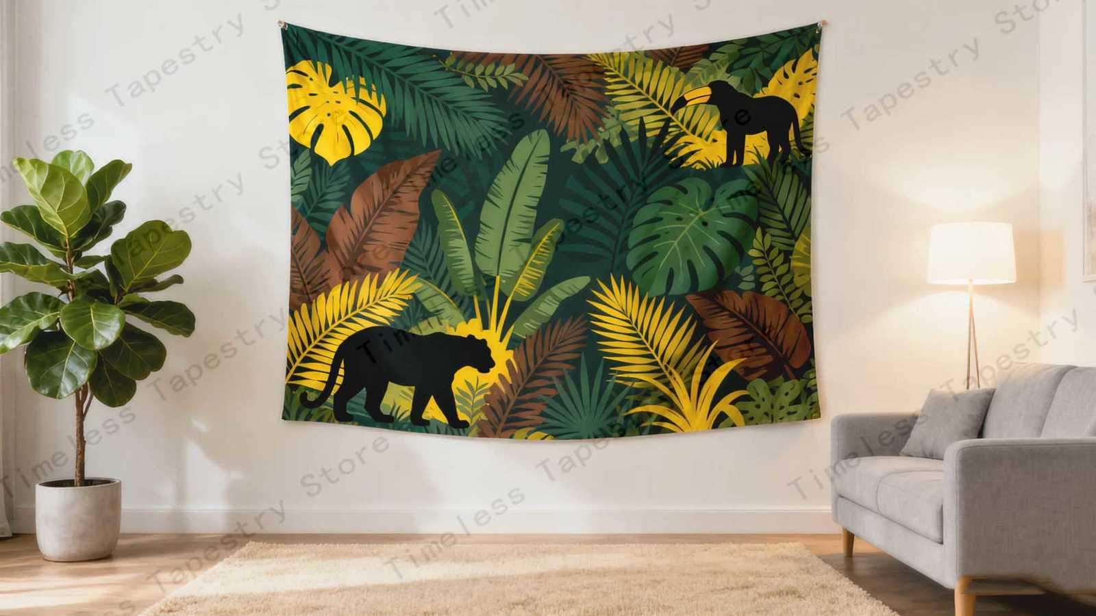 Jungle Animal Tapestry with Giraffe Panther Design Bring Comfort to Your Home Ideal for Cosy Autumn and Winter SeasonsM251125