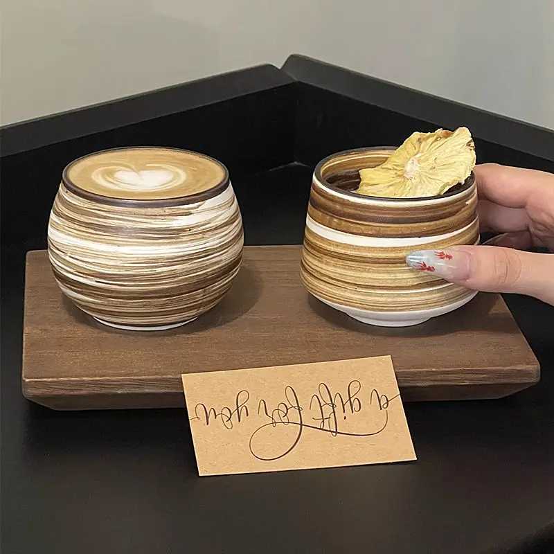 Japanese handmade rough pottery frosted tea cup hot latte coffee cup retro style kung fu tea cup tea tasting cup Y251125