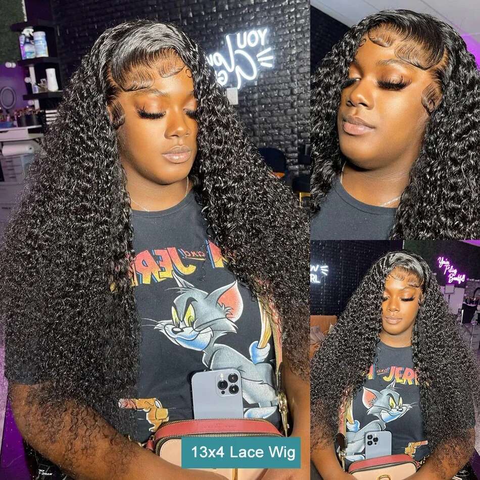 250 Density Kinky Curly Wigs 13x6 HD Frontal 30 40Inch Brazilian Loose Deep Wave Lace Front Wet And Wavy Human Hair Wig