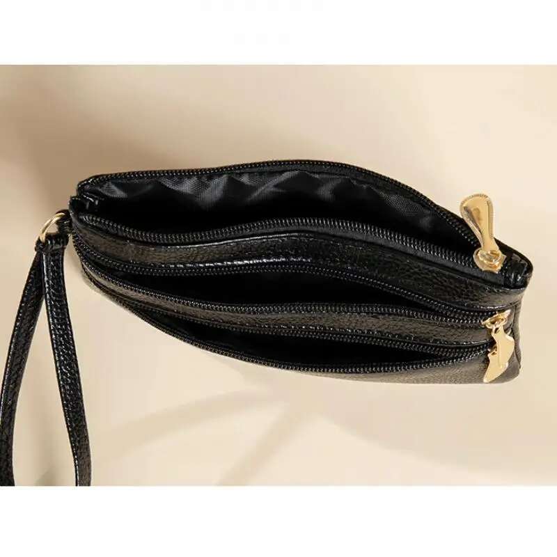 Three Zippers New Ladies Long Money Card Pouch PU Leather Fashion Clutch Coin Key Wallet Purse Large Capacity