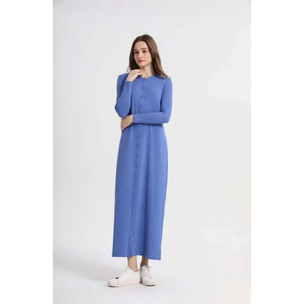 AS 2025 Summer Woman Comfortable Ribbing Maxi Button Dress Lady Clothes