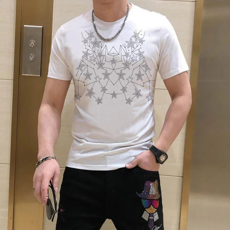 Rhinestone Mens T-shirt Camisetas O-neck Soft Boys Direct 161 250423