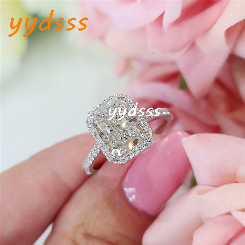 Jewelry IGI Certified 2.0 Carat E VS1 14K White Gold Radiant Lab Diamond Engagement Ring Promise Ring CVD Diamond Halo Womens Wedding Ring