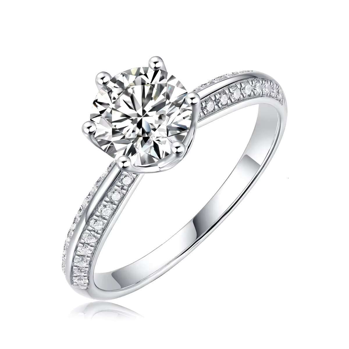 Wholesale Women Moissanite Engagement Rings 925 Sterling Silver 1CT 6.5mm VVS GRA Certified Moissanite Diamond Wedding Ring