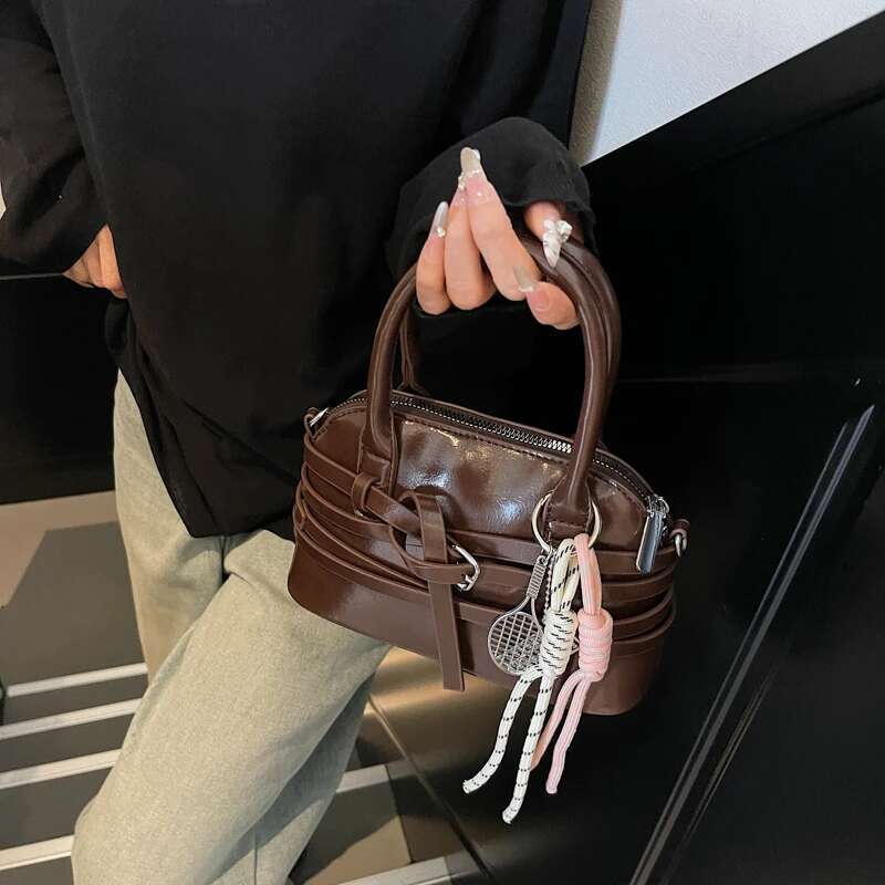 Designer bag New Arrival Pink PU Leather Handbag Crossbody Bag TopHandle Satchel Knotted Strap Decorative Keychain Fashion Trendy Small Cute Summer