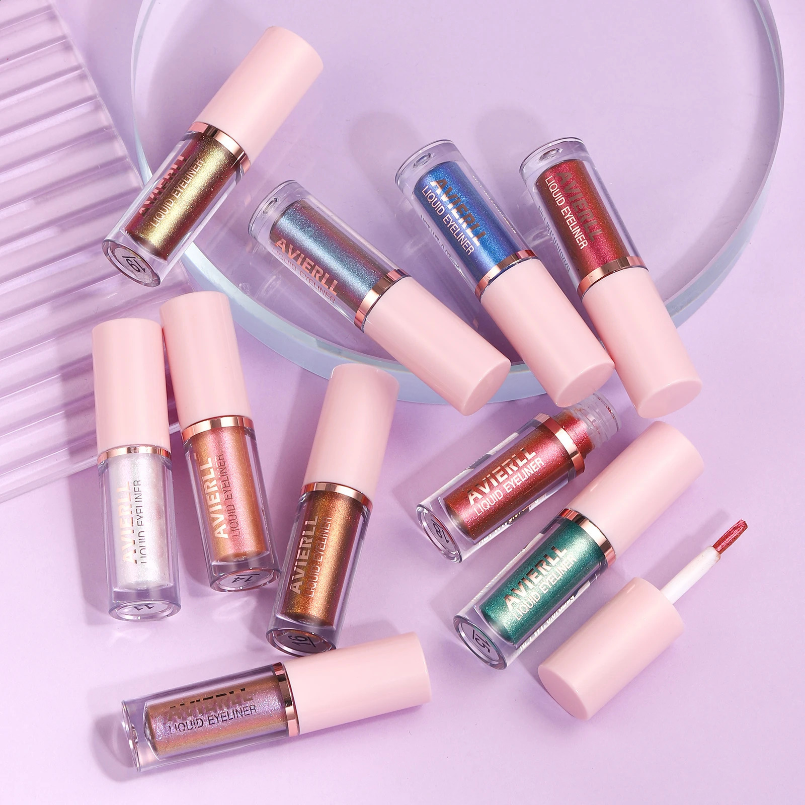 Dim light color changing waterproof eyeliner pen metal texture durable 10 mixed colors high 250418
