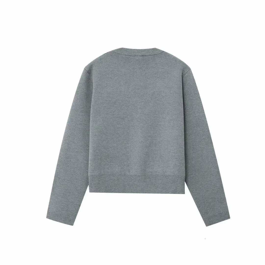 Womens Knitted Cardigan with Shoulder Pads Long Sleeve Round Neck Spring New Style Knitted CardiganT251125