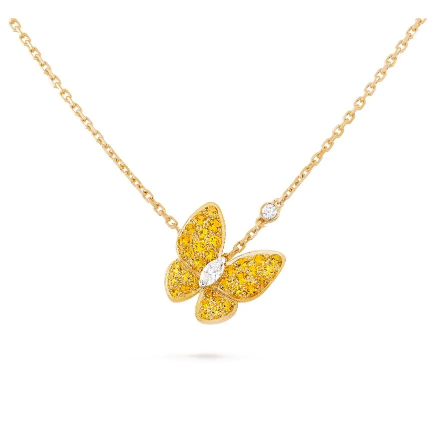 French fashion gold sier Crystal dia butterfly pendant necklace designer for women men chain Valentines Day gift Free shipping Free shipping