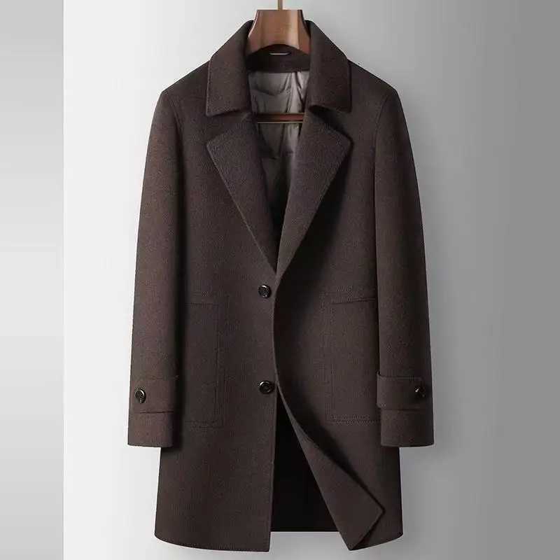2025 Autumn/Winter New Mens Wool Coat with Detachable Collar Goose Down Inner Tank Thickened Warm Windcoat DesignT251125