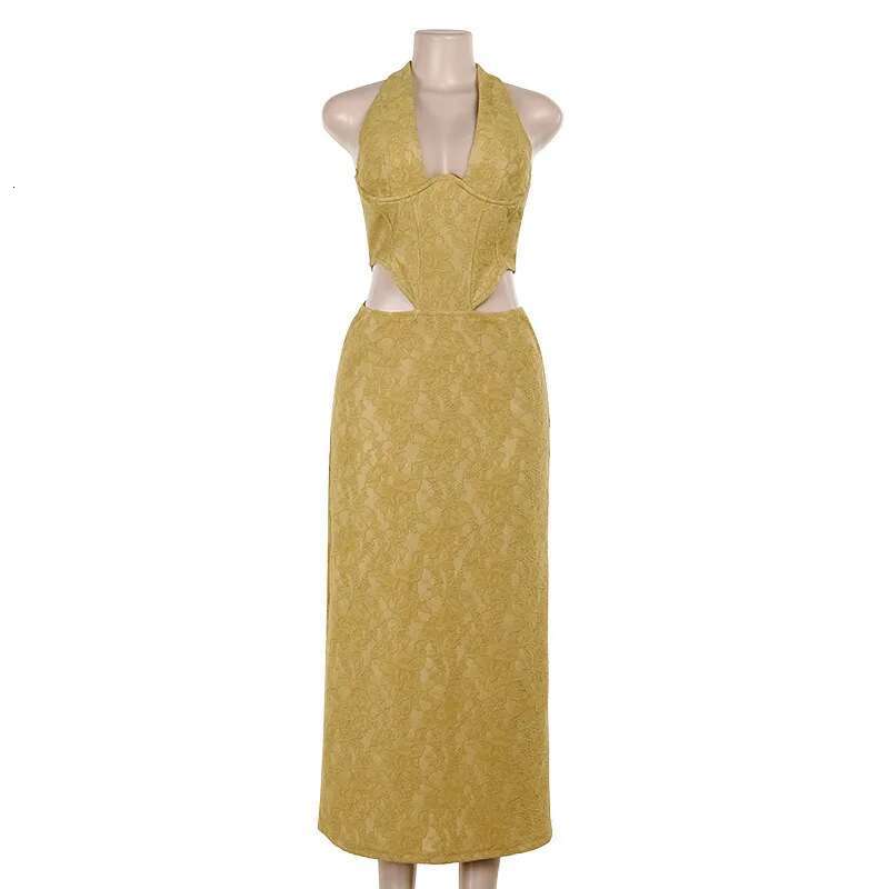 Dongdumaoyi Townlike Lace Slim Bodycon Dress Women Halter Summer Elegant Maxi Long Backless Nightclub Sexy Party Dresses