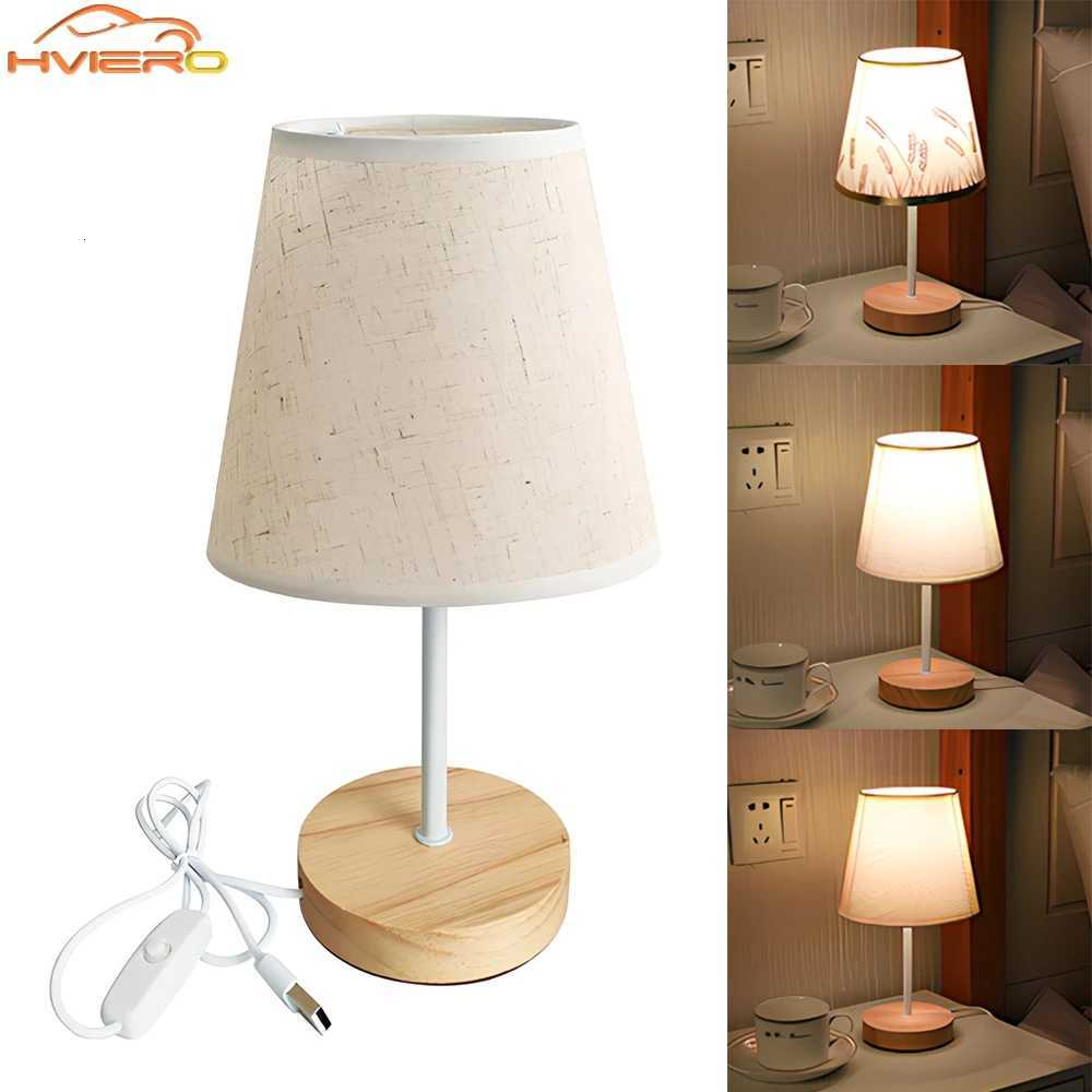 Solid Wood Cloth Desk Lamps Led Decorative Bedroom Living Room Study Simple Creative Remote Control Atmosphere Small Night LightM251125