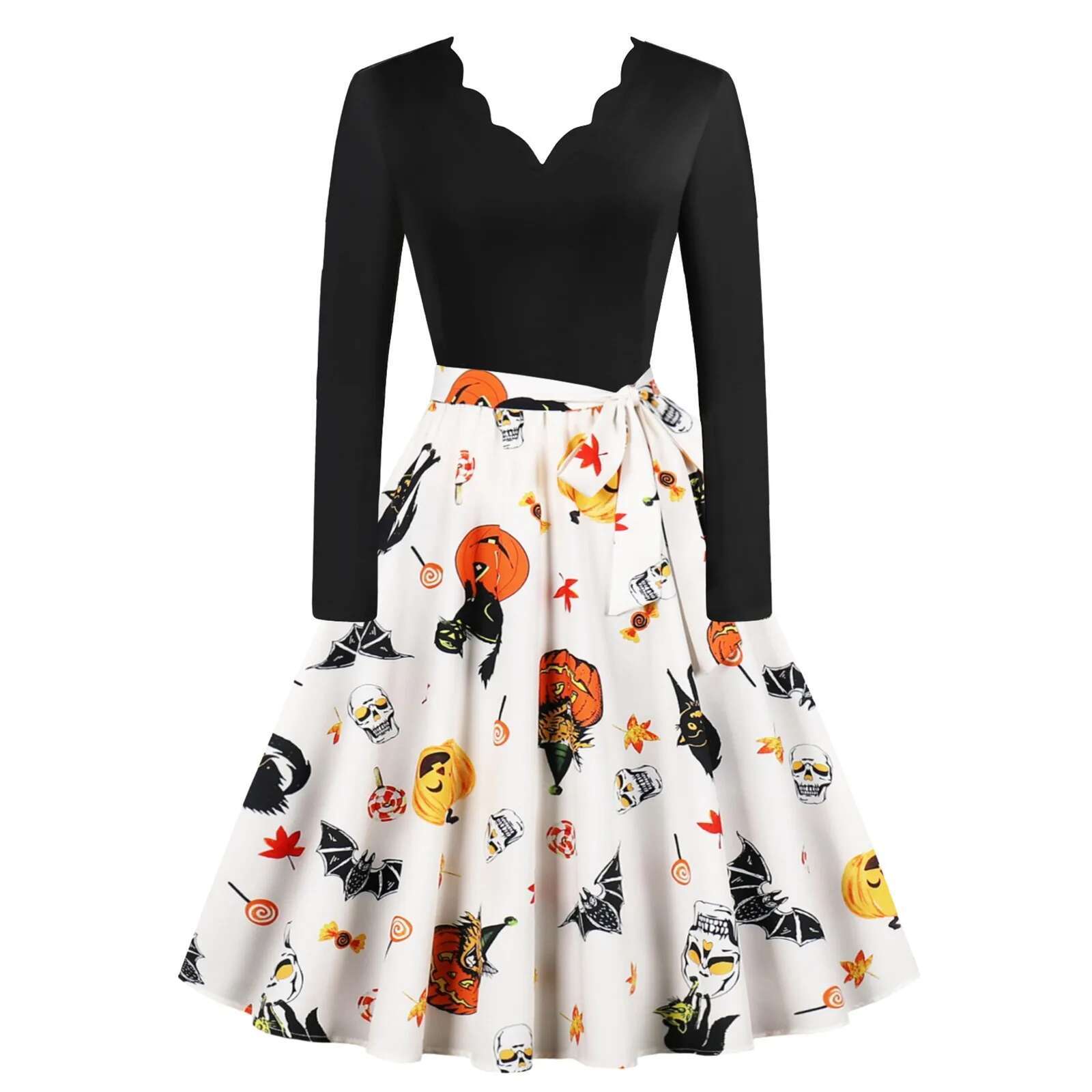 Dongdumaoyi Halloween Cosplay Scary Skull Print Costumes Carnival Dress Up Party For Women Long Sleeve S Evening Prom Elegant