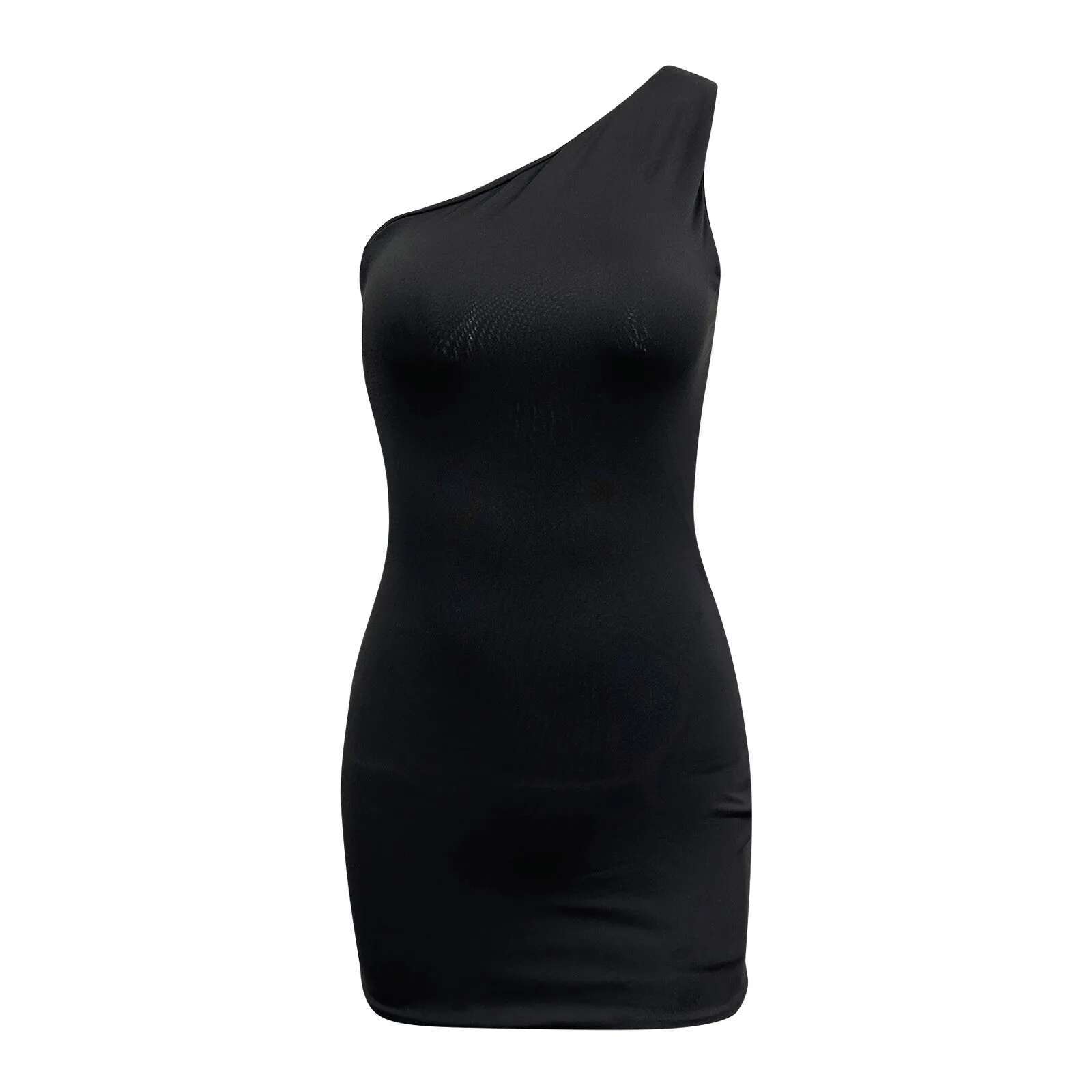 Dongdumaoyi Sexy Summer Clothes Women Dress Black Backless Nightclub Bodycon One Shoulder Dresses Mini Sundress Elegant Party Vestidos