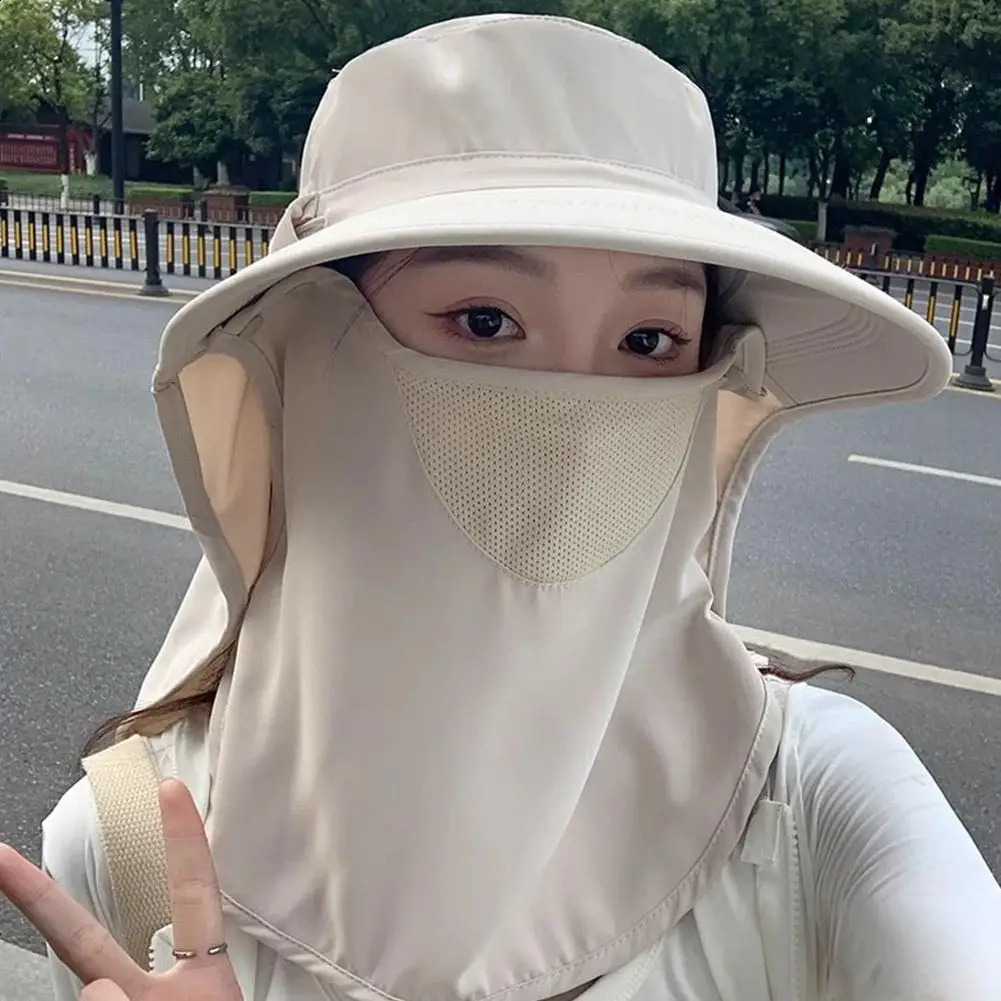 Breathable All-Directional Sunblock Hat with Face Mask and Neck Protection UV Protection Outdoor Sun Hat for Women 250424