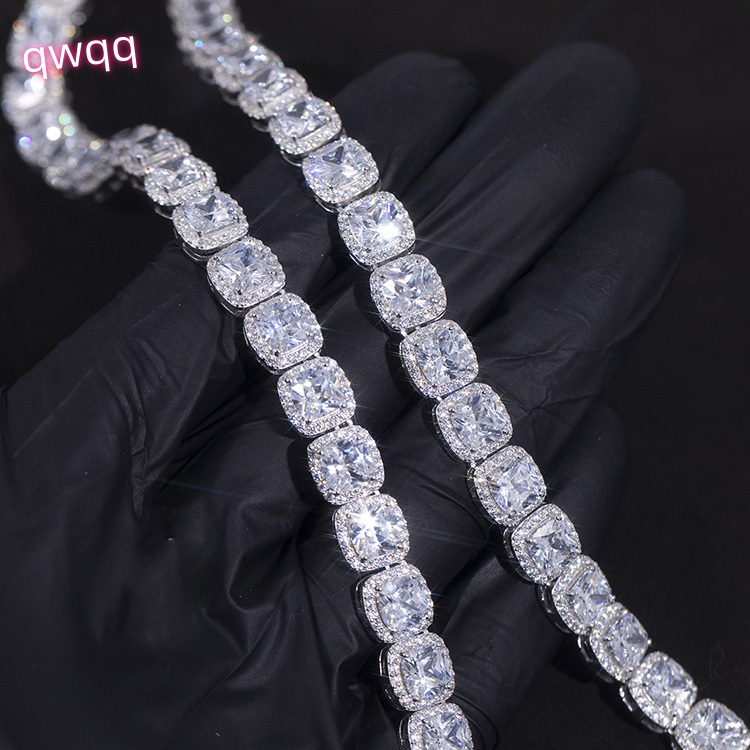 Large Size Moissanite Big Tennis Chain 8mm 12mm 925 Sterling Silver Tennis Link Chain Mens VVS Diamond Necklace