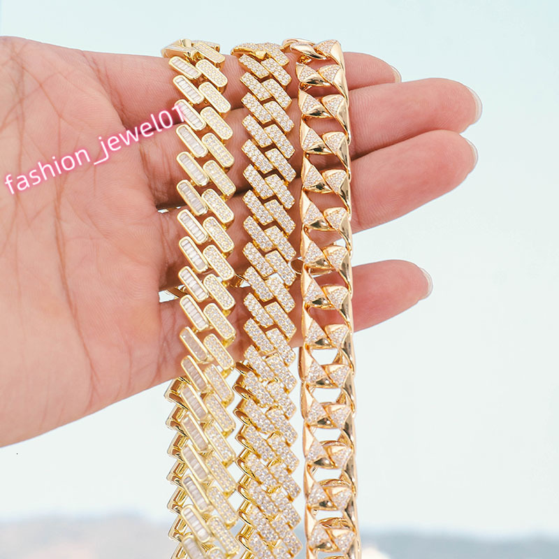 Custom Gold Cuban Link Chain Lab Grown Diamond Ice Out Moissanite Gold Plated Necklace Hip Hop Party Jewelry