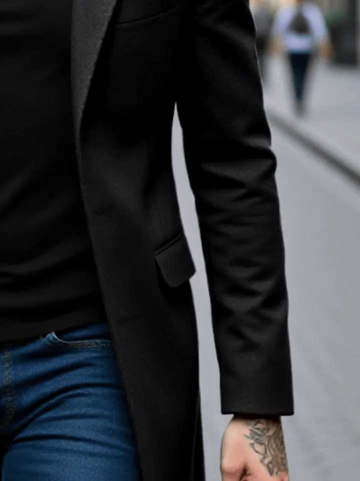 Mens Fashion Thickened Wool Coat for Winter Single-Breasted Design with Premium Warm Texture Trendy Style and SophisticationT251125