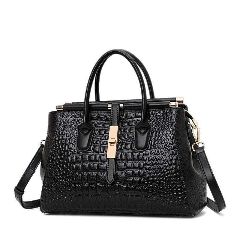 Aidrani Genuine leather women's handbag, fashion crocodile pattern design, high-end cowhide bag large capacity
