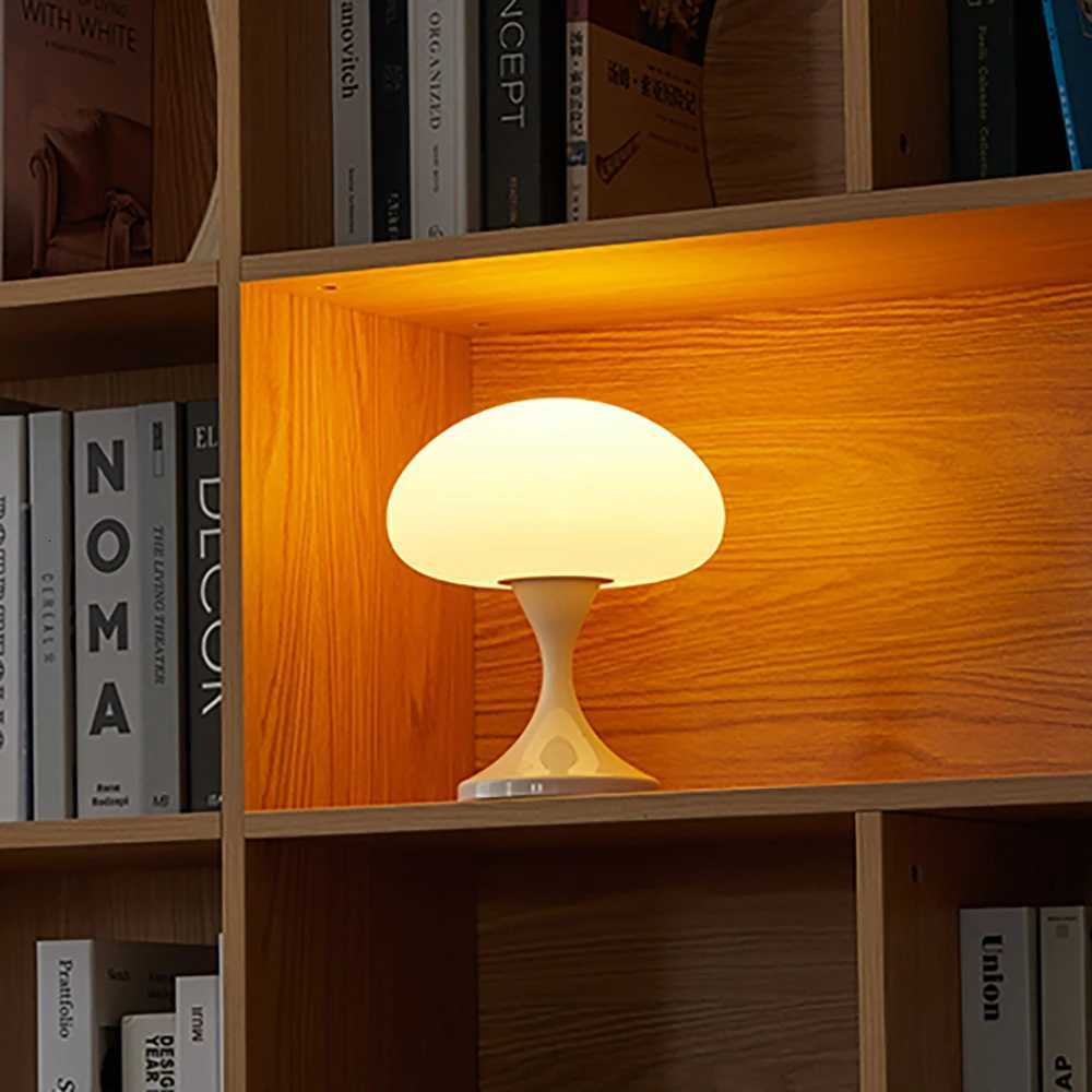 Mushroom table lamp bedroom bedside table with adjustable brightness 3 color changing lights rechargeable outdoor ambient lightM251125