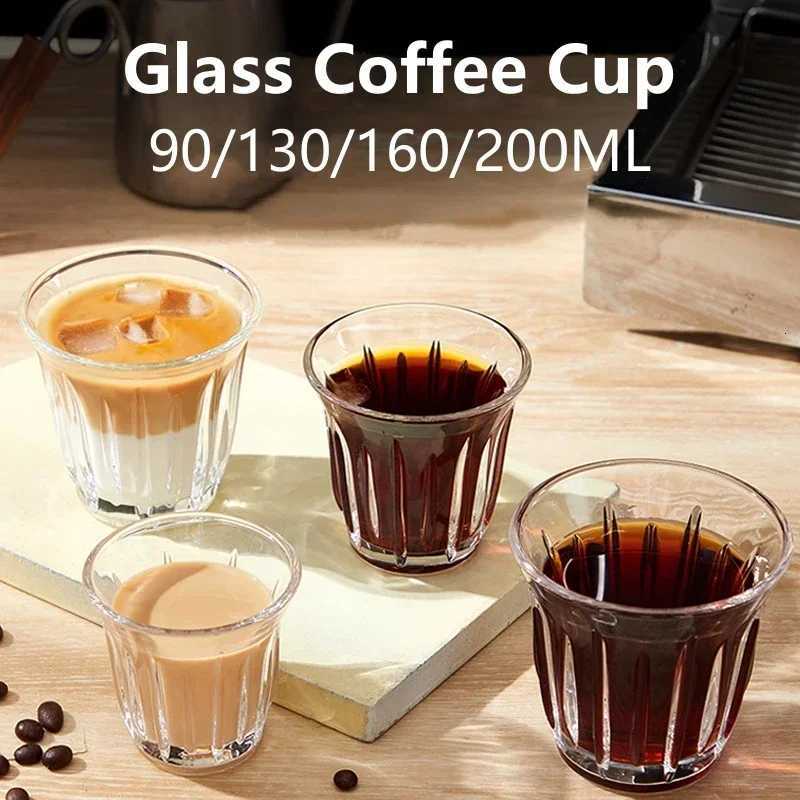 2Pcs Glass Coffee Cup Espresso Mug Creative Striped Anti-scald Mocha Juice Cocktails Coffee Mugs for Latte Cappuccino Tea Cafe Y251125