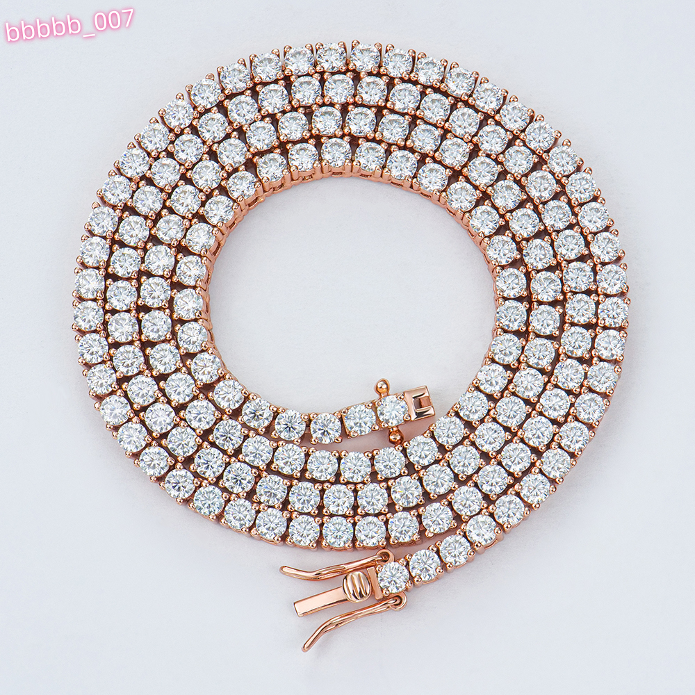 Customized 3mm 16in 18in Mossanite Moissanite 925 Sterling Silver Fashion Jewelry Rose Gold Plated Tennis Necklaces for Women