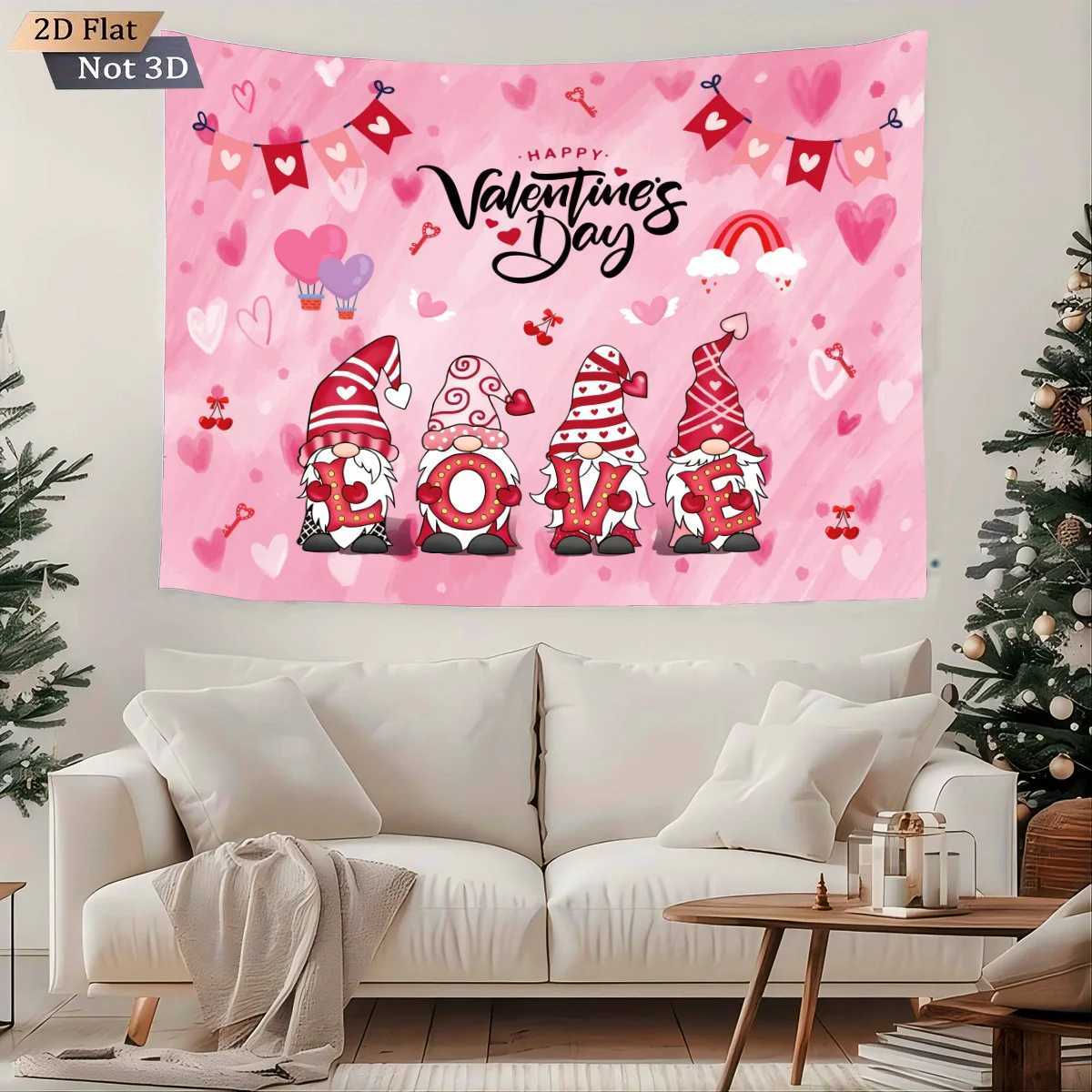 1pc Valentines Day Christmas goblin print tapestry Living room wall decoration Background cloth Machine washable space pendantM251125