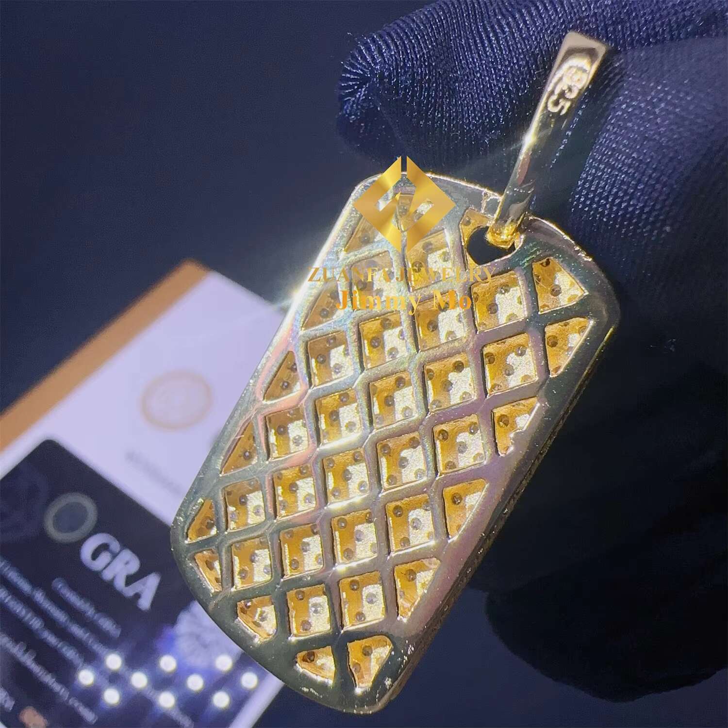 Drop Shipping Pass Diamond Tester Factory Price Iced Out Jewellery Hip Hop 925 Silver VVS1 Moissanite Diamond Dog Tag Pendant