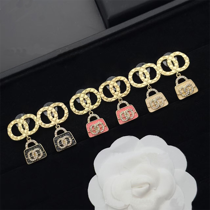 Luxury crystal cc earrings brand crossover gold diamond earrings women's C shaped stainless steel designer bracelet jewelry