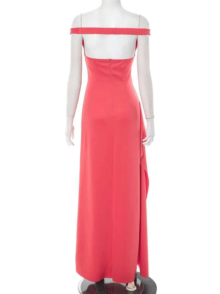Dongdumaoyi Townlike Slim Bodycon Maxi Long Dress Women Off Shoulder Spring Summer High Split Backless Sexy Party Dresses