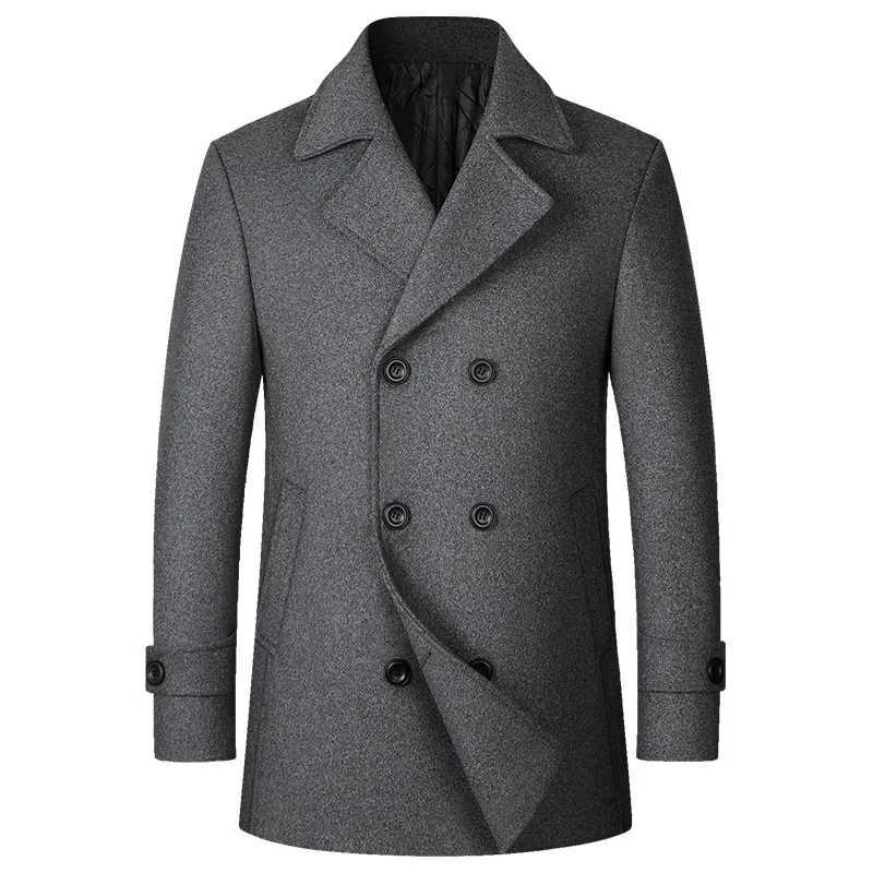 2025 Autumn-Winter Mens Woolen Coat Jacket Mens Thick Jacket Outdoor Large Size Mid-Length Coat European SizeT251125
