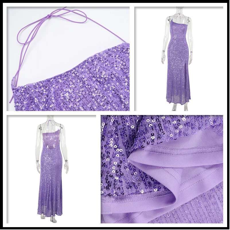 Dongdumaoyi Townlike Nightclub Split Sequin Sexy Party Dress Women Backless Summer Slim Bodycon Maxi Long Dresses With Lining