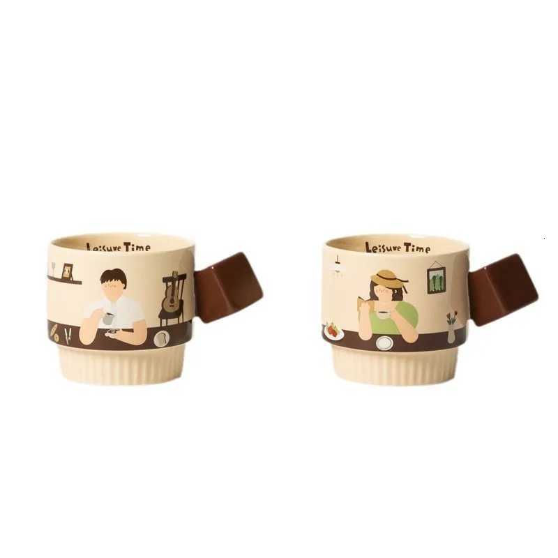 Korean Style High-Aesthetic Latte Art MugFashion Ceramic Coffee Cup for CouplesHis/Hers OptionsElegant Gift Souvenir Y251125